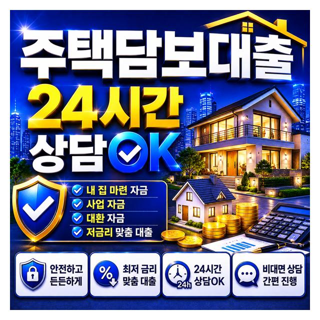 주택담보대출 안전하고 든든하게 24시간 상담OK